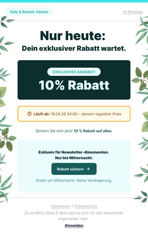 Beispiel-Design eines Newsletters für Rabattaktionen