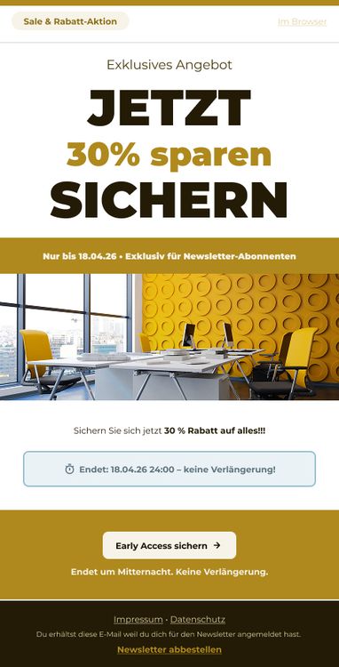 Beispiel-Design eines Newsletters für Rabatte