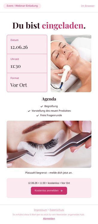 Beispiel-Design eines Newsletters für eine Event-Einladung