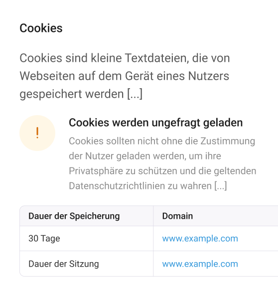 Screenshot des finalcheckups: Cookies