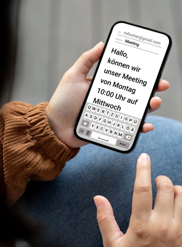 Extrem vergrößerter Text auf einem Smartphone