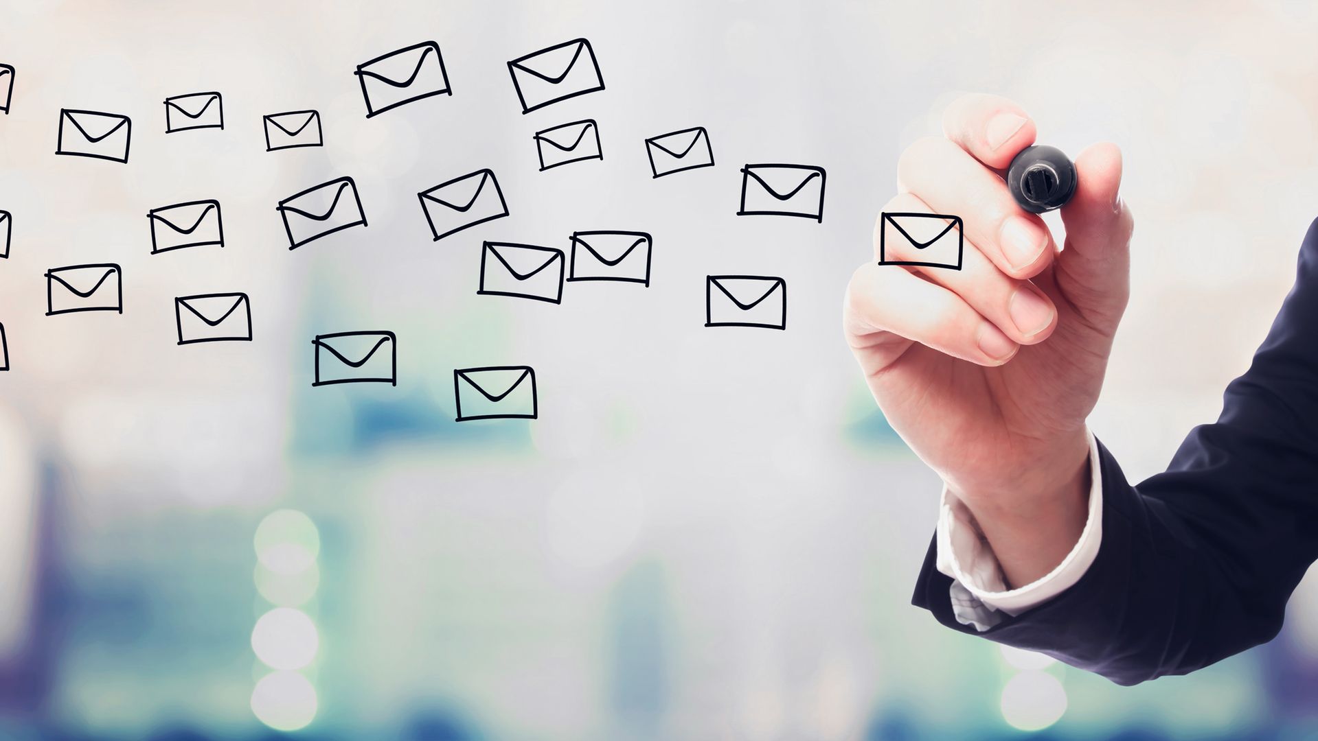 Gemahlte E-Mail-Icons von mit einem Permanent-Marker