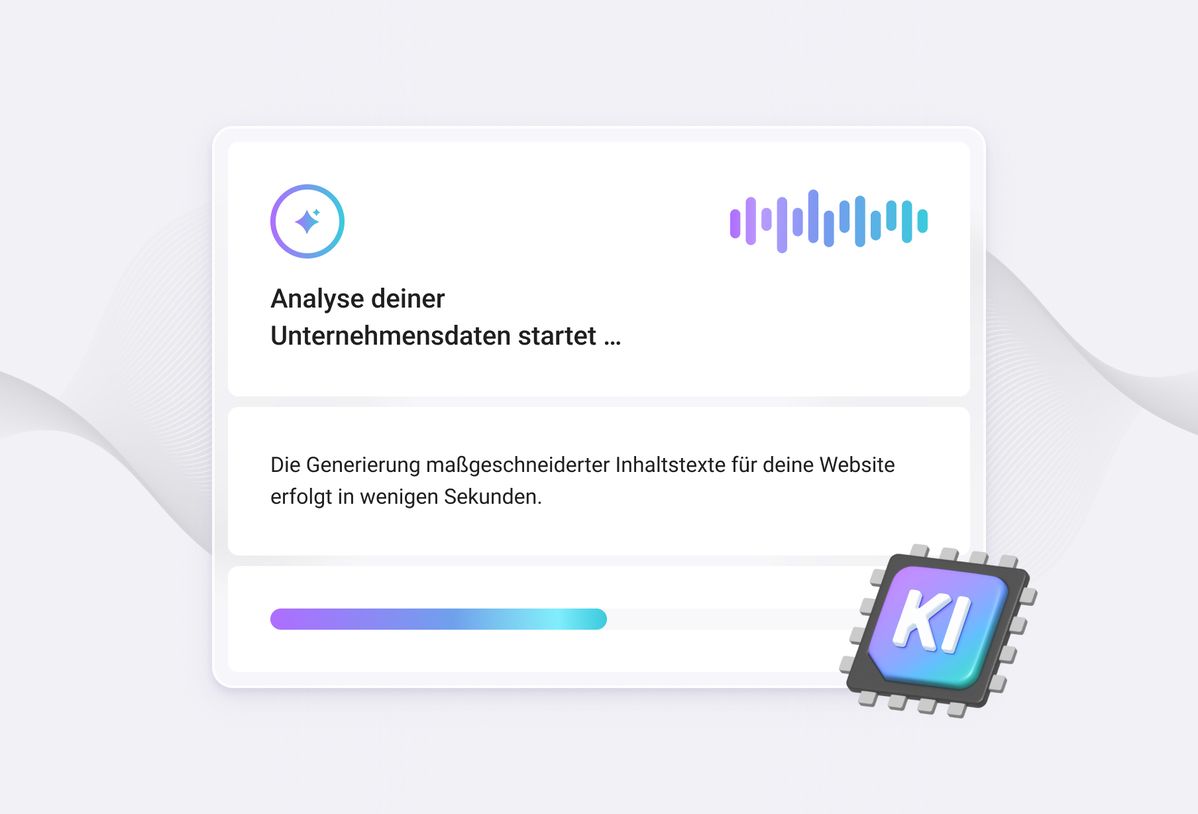 Illustration eines hilfreichen Dialogs mit einer KI zur Texterstellung einer Website