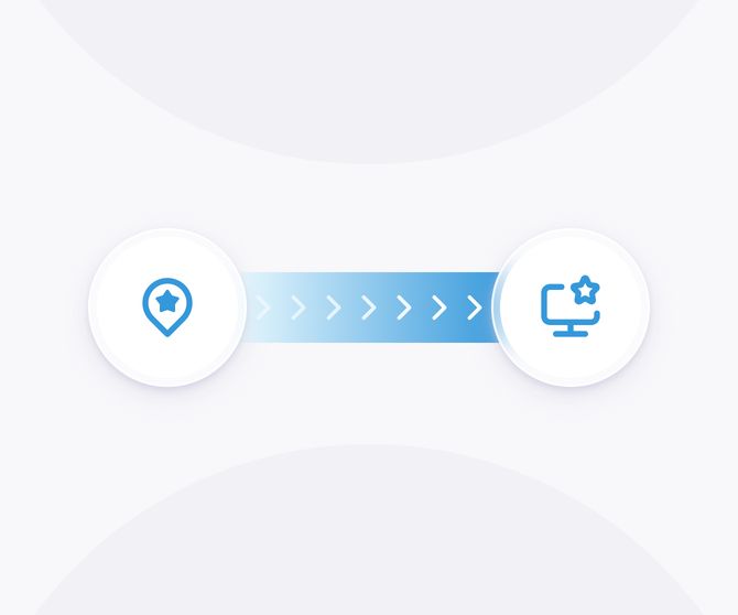 Illustration zur Synchronisation von Unternehmensdaten zwischen Website und Google-Daten