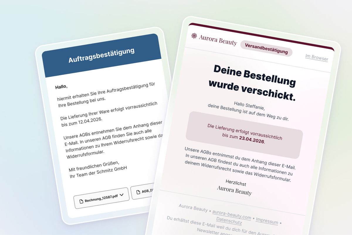 Beispielhafte transaktionale E-Mails