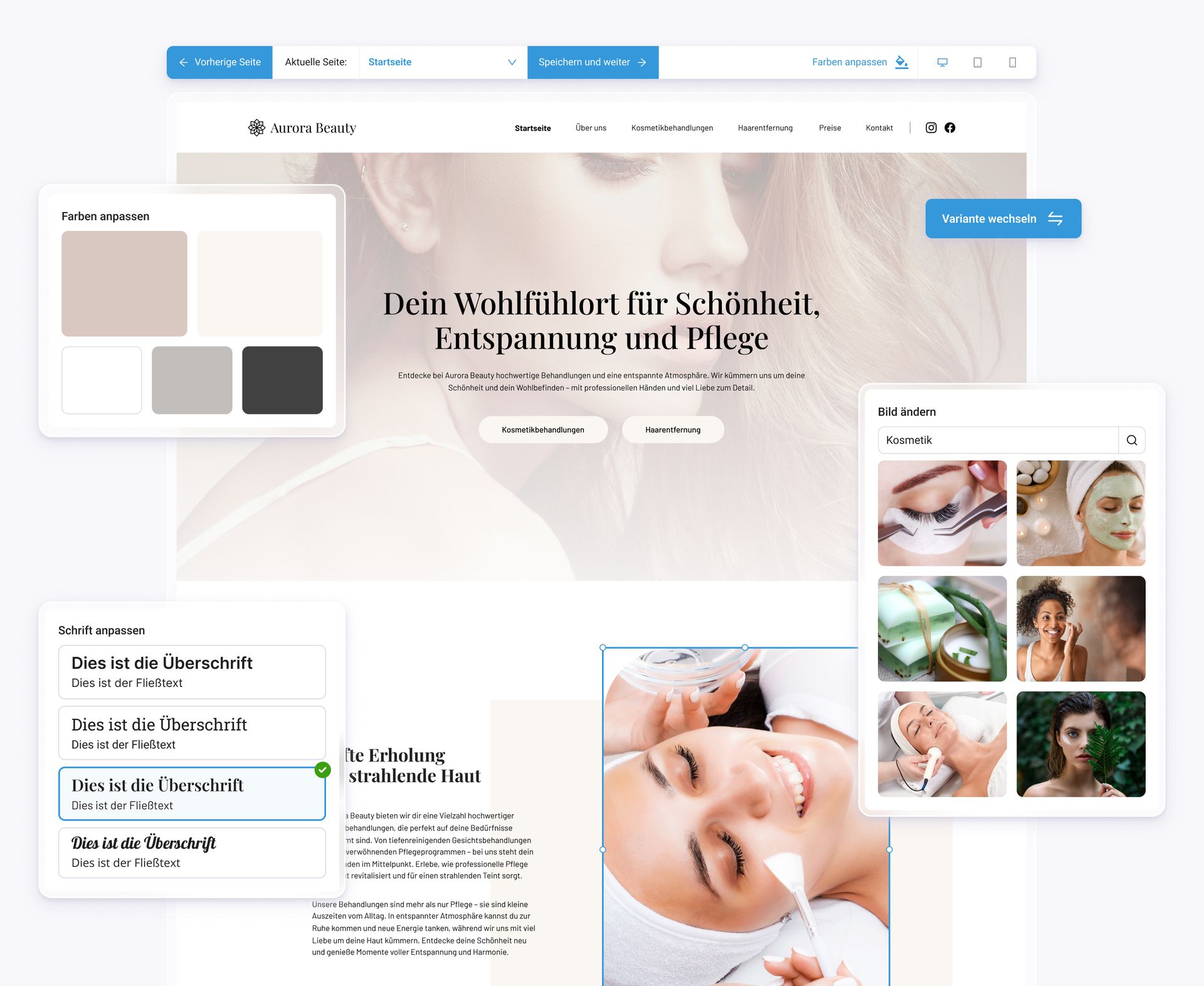 Visualisierung der Tools zur Individualisierung der eigenen Website